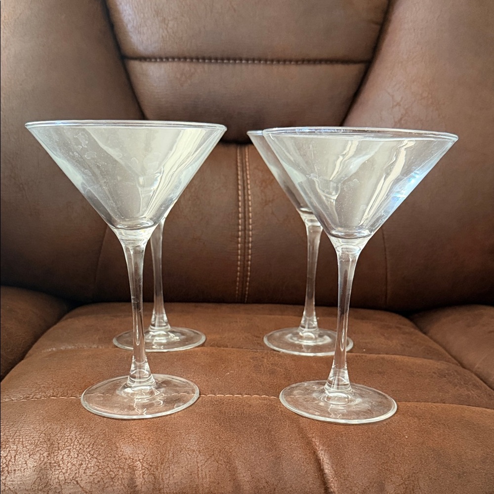 Clear Glass Martini Glasses - Set of 4